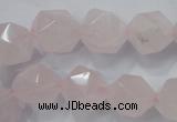 CNG922 15 inches 14mm faceted nuggets rose quartz beads