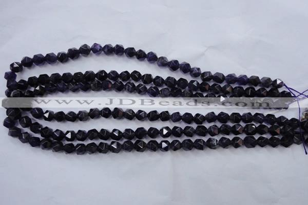 CNG926 15 inches 8mm faceted nuggets amethyst gemstone beads