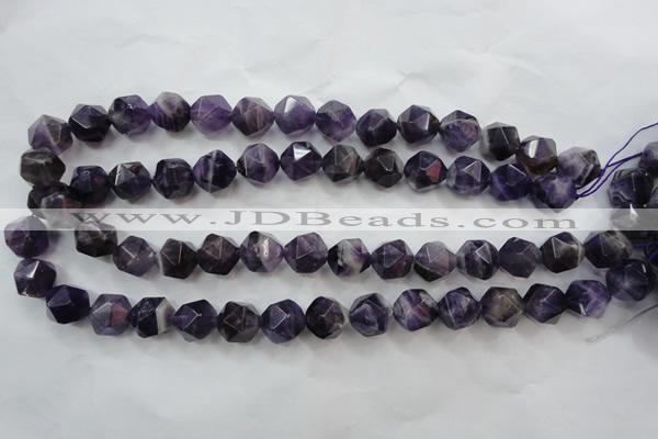 CNG932 15 inches 16mm faceted nuggets amethyst gemstone beads