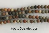 CNI377 15.5 inches 8mm round matte American picture jasper beads