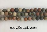 CNI378 15.5 inches 10mm round matte American picture jasper beads