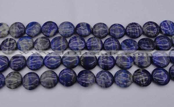 CNL1108 15.5 inches 16mm flat round lapis lazuli gemstone beads