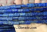 CNL1682 15.5 inches 10*13mm - 10*15mm carved flat tube lapis lazuli beads