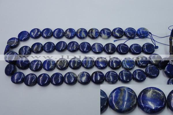 CNL733 15.5 inches 16mm flat round natural lapis lazuli gemstone beads