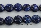 CNL924 15.5 inches 12mm flat round natural lapis lazuli gemstone beads