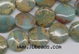 CNS161 15.5 inches 16mm flat round natural serpentine jasper beads