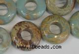 CNS197 15.5 inches 20mm donut natural serpentine jasper beads