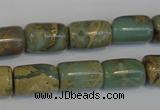 CNS205 15.5 inches 10*14mm drum natural serpentine jasper beads