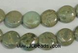 CNS230 15.5 inches 12mm flat round natural serpentine jasper beads