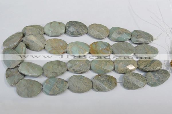 CNS262 20*30mm twisted & faceted rectangle natural serpentine jasper beads