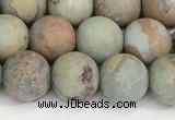 CNS348 15.5 inches 10mm round matte serpentine jasper beads