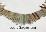 CNS355 Top drilled 5*15mm - 6*45mm sticks serpentine jasper beads