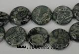 CNS420 15.5 inches 14mm flat round natural serpentine jasper beads