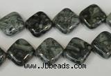 CNS428 15.5 inches 12*12mm diamond natural serpentine jasper beads