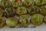 CNS622 15.5 inches 10mm flat round green dragon serpentine jasper beads