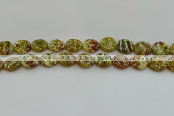 CNS625 15.5 inches 18mm flat round green dragon serpentine jasper beads