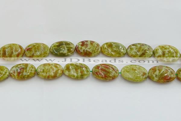 CNS635 15.5 inches 18*25mm oval green dragon serpentine jasper beads