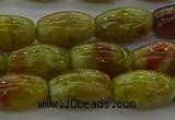 CNS641 15.5 inches 7*12mm rice green dragon serpentine jasper beads