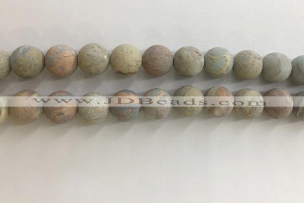 CNS710 15.5 inches 12mm round matte serpentine jasper beads