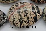 COB158 15.5 inches 30*40mm flat teardrop snowflake obsidian beads