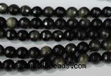 COB263 15.5 inches 6mm faceted round golden obsidian beads