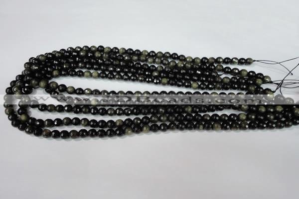 COB263 15.5 inches 6mm faceted round golden obsidian beads