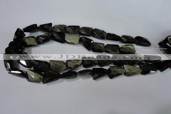 COB271 15.5 inches 15*20mm faceted nuggets golden obsidian beads