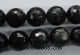 COB356 15.5 inches 14mm faceted round black obsidian beads