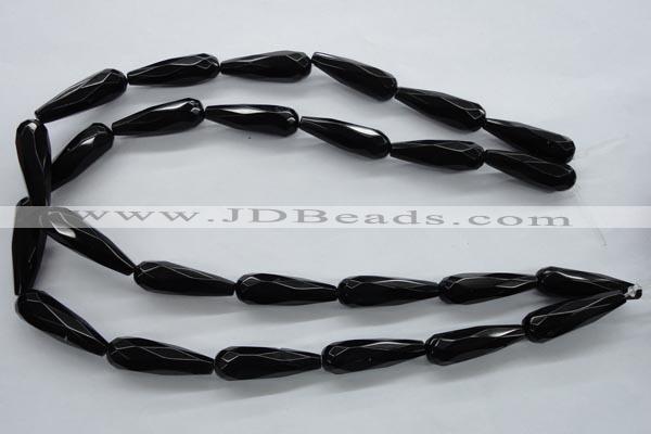 COB380 15.5 inches 10*30mm faceted teardrop black obsidian beads