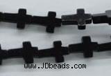 COB415 15.5 inches 10*14mm cross black obsidian beads wholesale