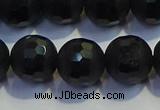 COB474 15.5 inches 8mm faceted round matte black obsidian beads