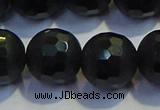 COB478 15.5 inches 16mm faceted round matte black obsidian beads