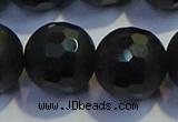 COB480 15.5 inches 20mm faceted round matte black obsidian beads