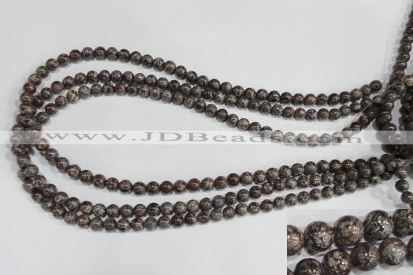 COB551 15.5 inches 6mm round red snowflake obsidian beads wholesale