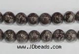 COB552 15.5 inches 8mm round red snowflake obsidian beads wholesale