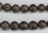 COB554 15.5 inches 12mm round red snowflake obsidian beads wholesale