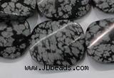 COB59 22*26mm twisted rectangle Chinese snowflake obsidian beads