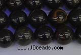 COB653 15.5 inches 10mm round gold black obsidian beads wholesale