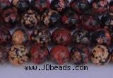 COB661 15.5 inches 6mm round red snowflake obsidian beads