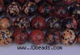 COB662 15.5 inches 8mm round red snowflake obsidian beads