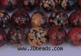 COB664 15.5 inches 12mm round red snowflake obsidian beads