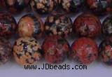 COB665 15.5 inches 14mm round red snowflake obsidian beads