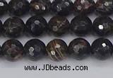 COB685 15.5 inches 6mm faceted round golden black obsidian beads