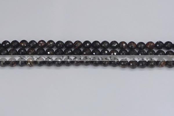 COB685 15.5 inches 6mm faceted round golden black obsidian beads