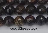 COB686 15.5 inches 8mm faceted round golden black obsidian beads