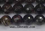 COB687 15.5 inches 10mm faceted round golden black obsidian beads