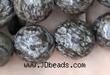 COB694 15.5 inches 12mm faceted round Chinese snowflake obsidian beads