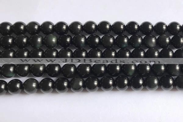 COB722 15.5 inches 8mm round black obsidian gemstone beads