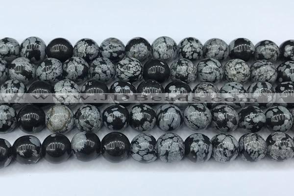 COB791 15 inches 10mm round snowflake obsidian beads, 2mm hole