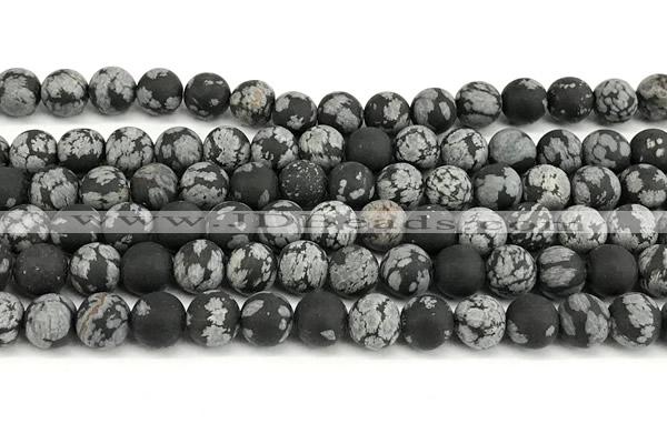 COB827 15 inches 8mm round matte snowflake obsidian beads